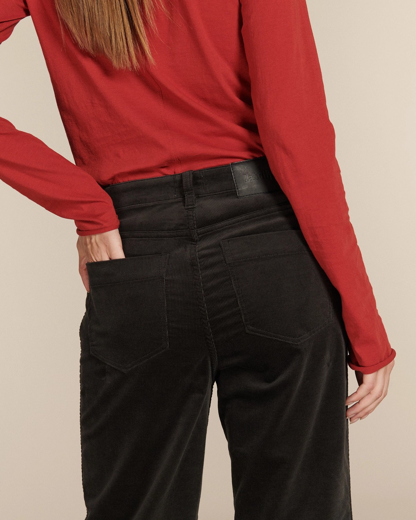 Labdip Samuel Velvet pantalon taille haute ardoise