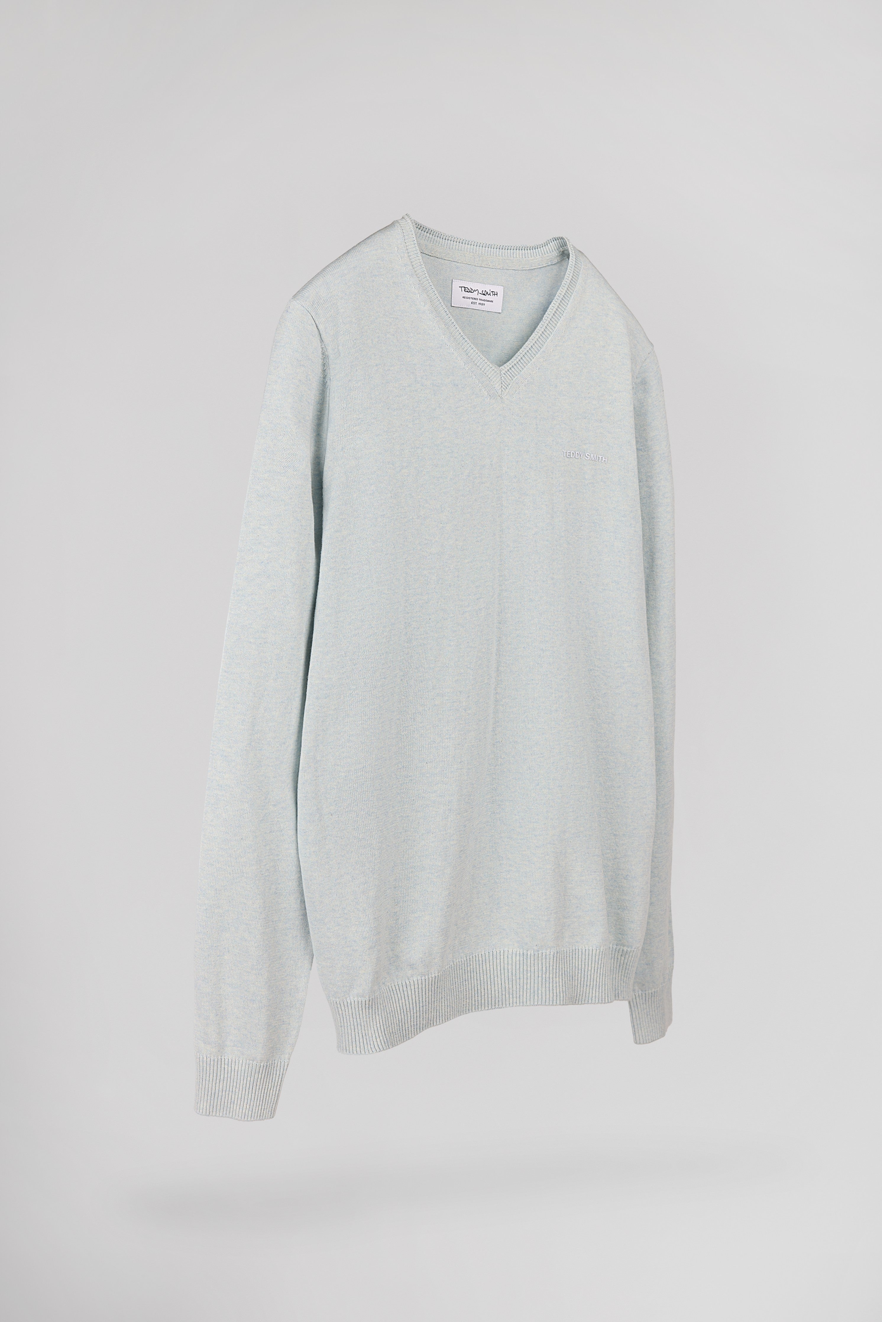 Teddy Smith Pulser 4 Pastel Blue Twisted pull col V coton
