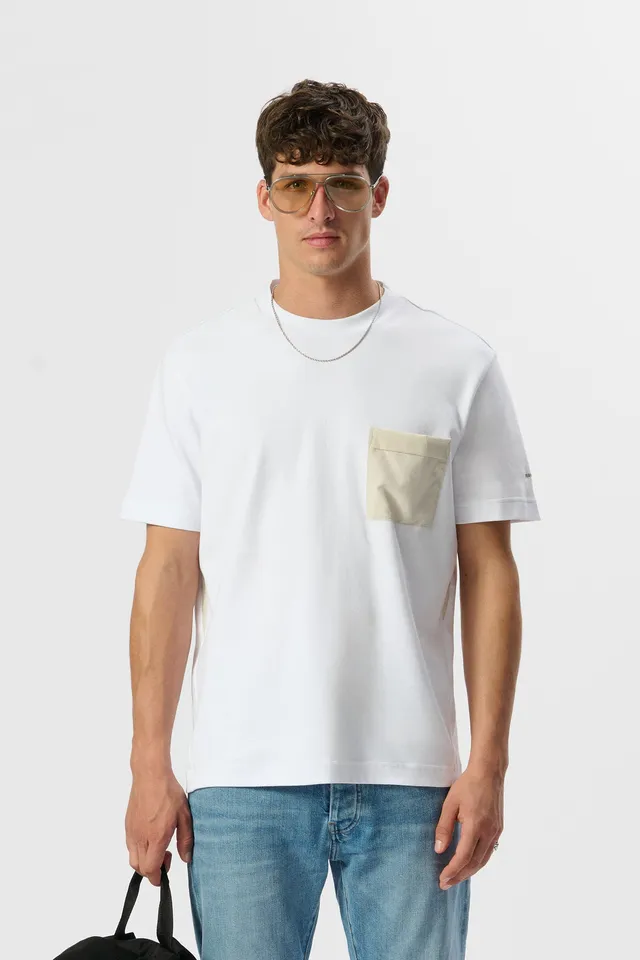 Teddy Smith T-Fergus t-shirt ample blanc poche nylon