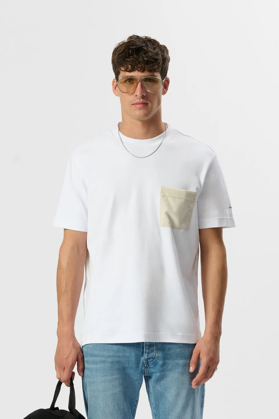 Teddy Smith T-Fergus t-shirt ample blanc poche nylon
