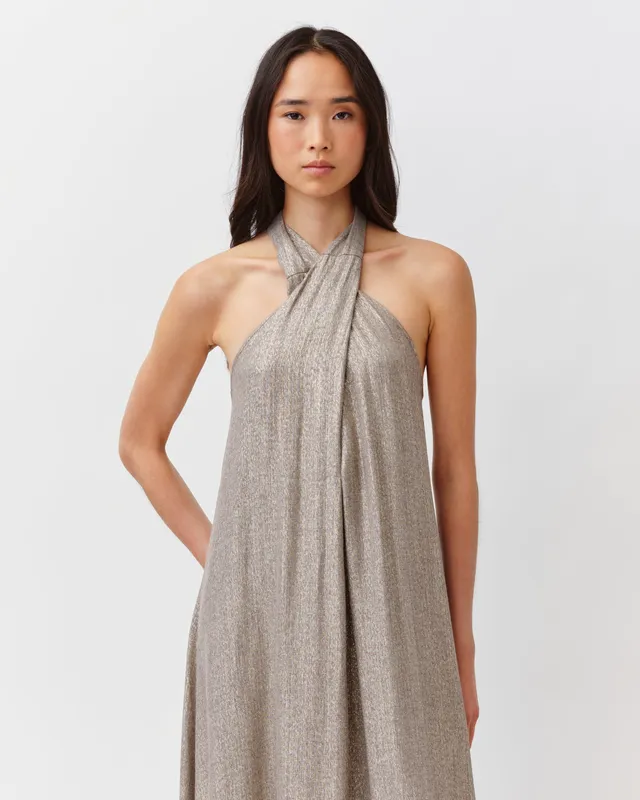 DIEGA Ranza robe dorée longue fluide