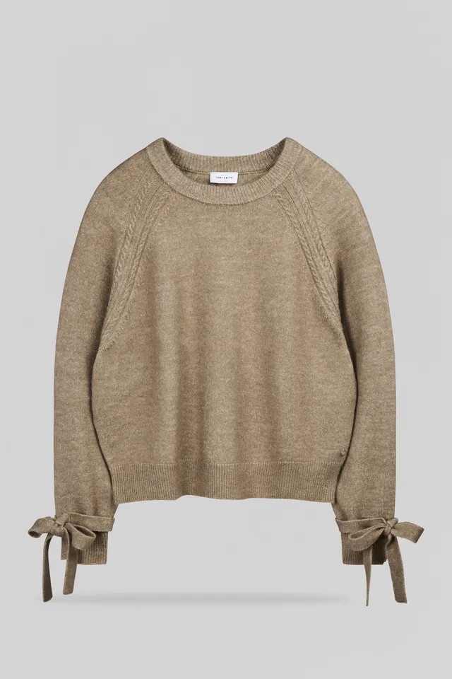 Teddy Smith P-Loki pull maille wolf beige noeuds poignets