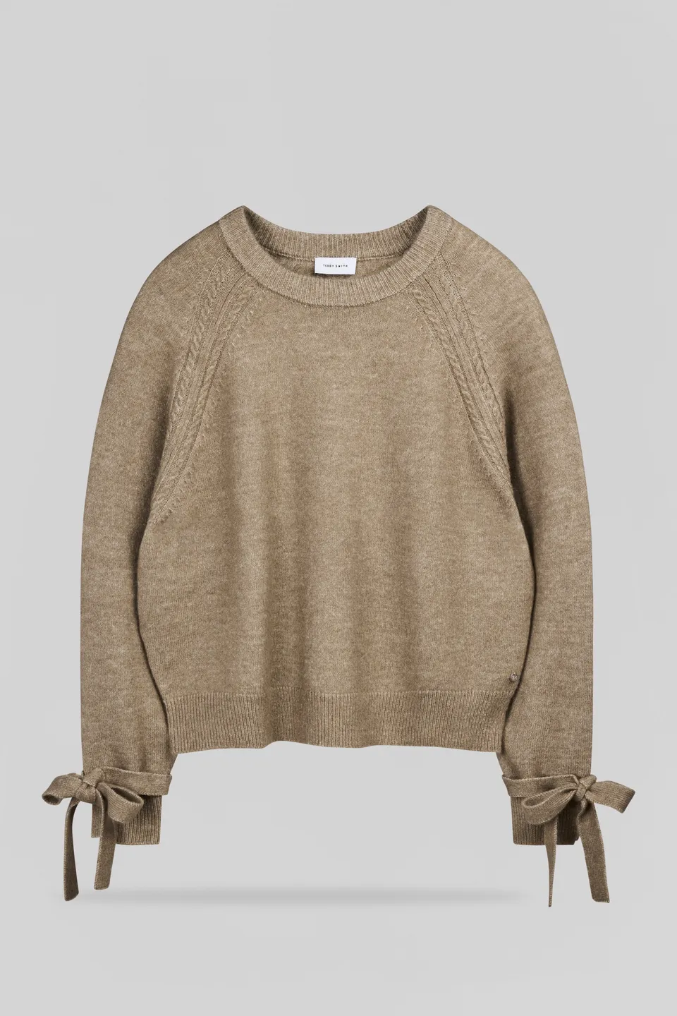 Teddy Smith P-Loki pull maille wolf beige noeuds poignets