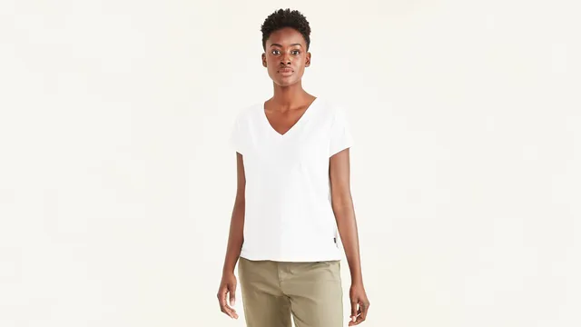 Dockers Favorite V-Neck t-shirt blanc col V femme