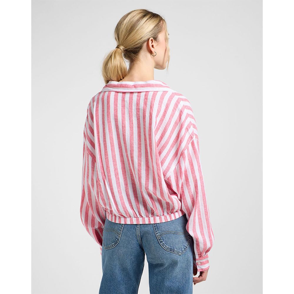 Lee Elasticated Shirt chemise slim femme XL rayures roses