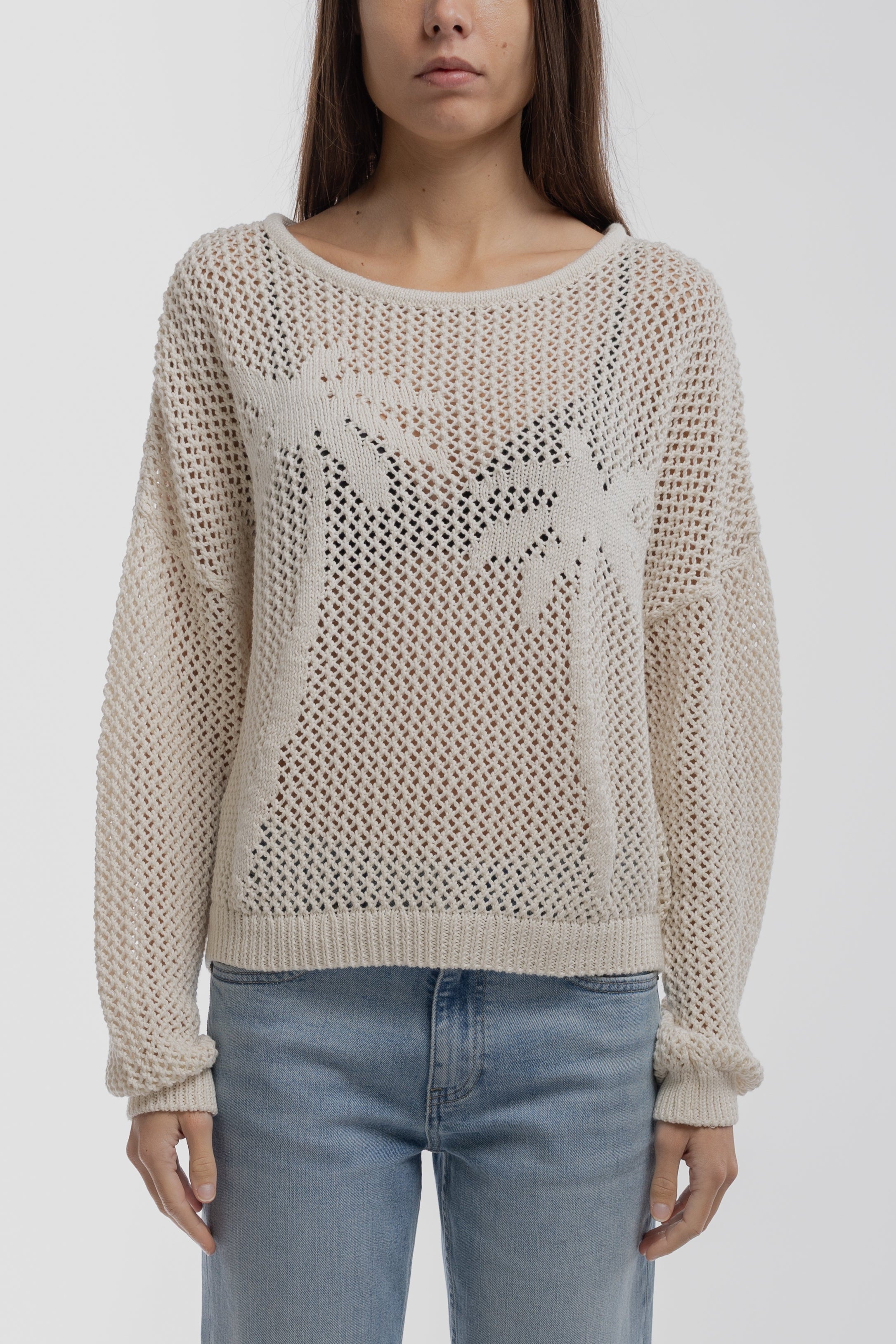 Teddy Smith P-Lilo pull femme blanc palmiers ajouré