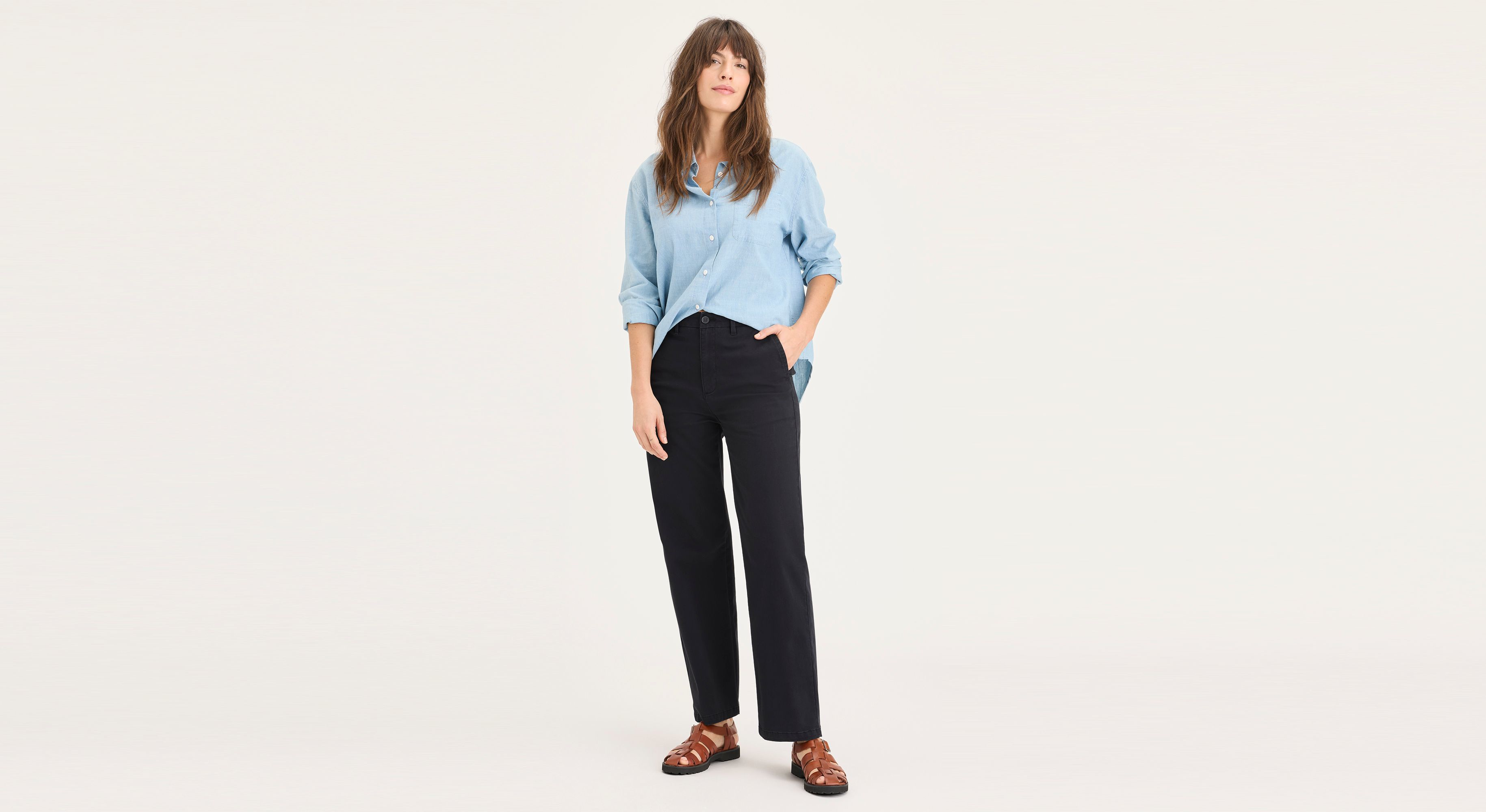 Dockers Blake chino femme straight taille haute noir