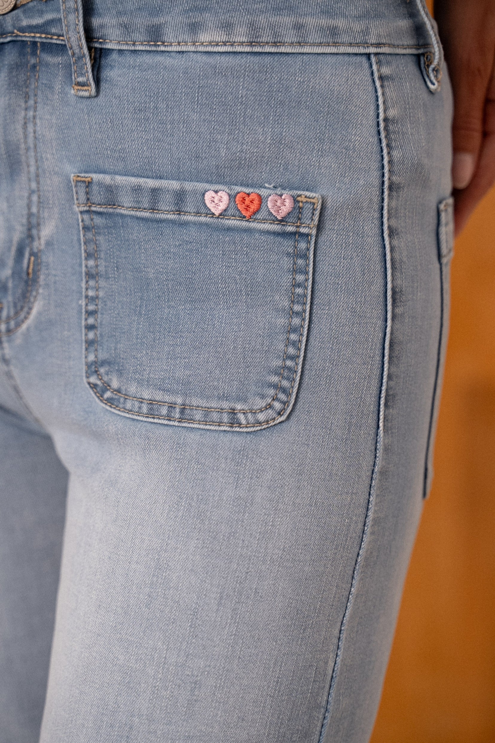Maison Onado Cayla jean wide bleu clair brodé