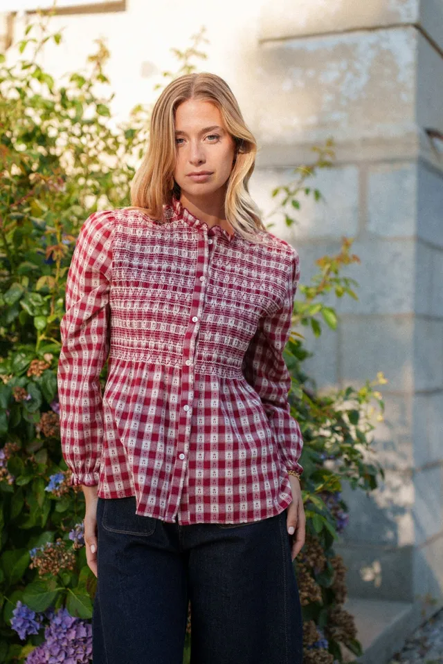 Maison Onado Ninon chemise taille 36 vichy bordeaux