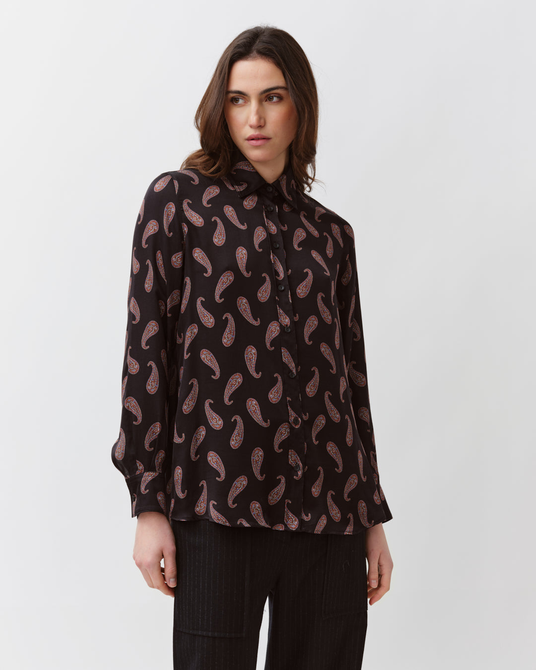 DIEGA Ceza chemise fluide viscose soie noir