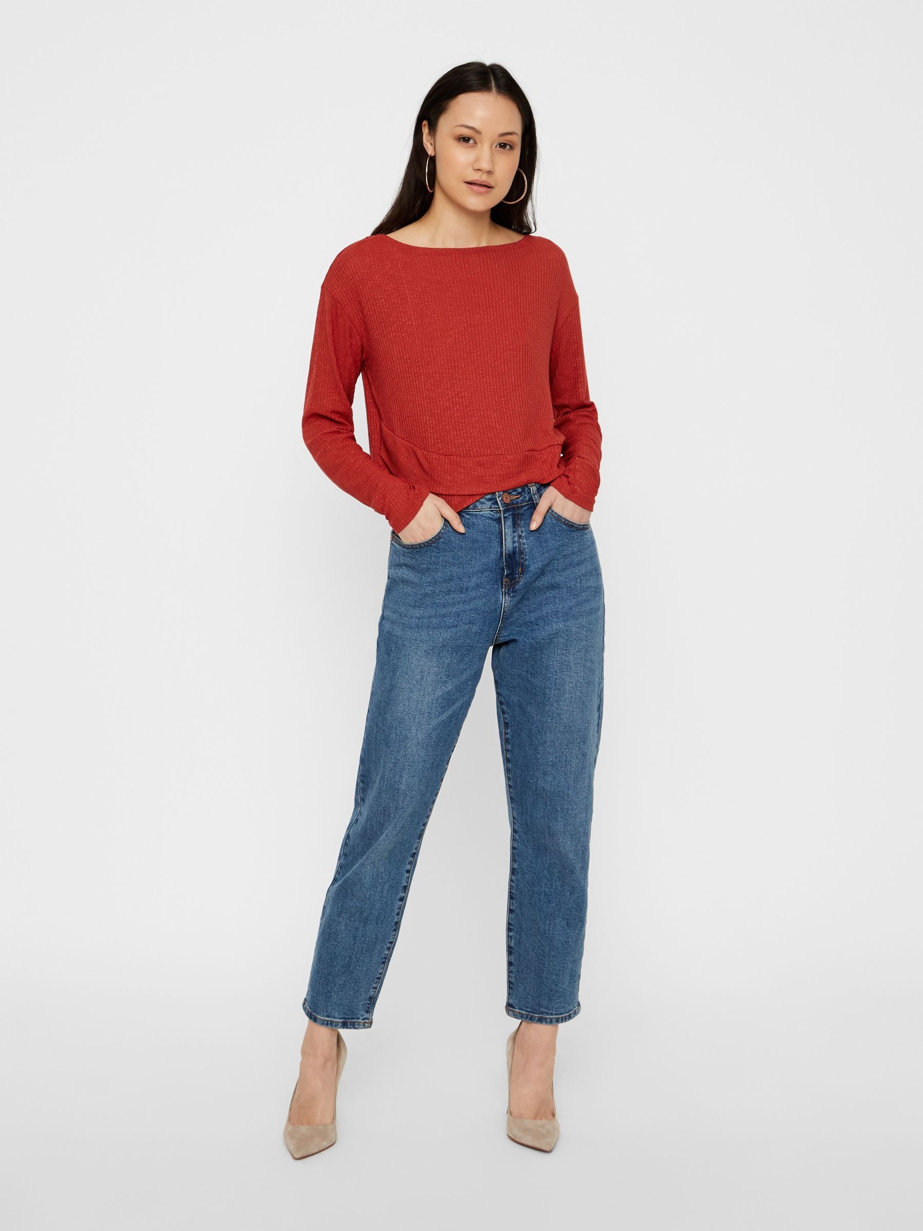 Noisy May blouse croisée manches longues col rond stretch