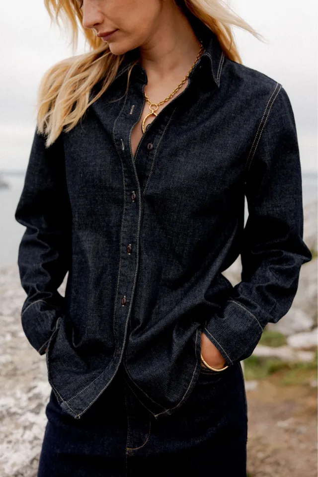 Maison Onado Mailys chemise denim coton coupe droite