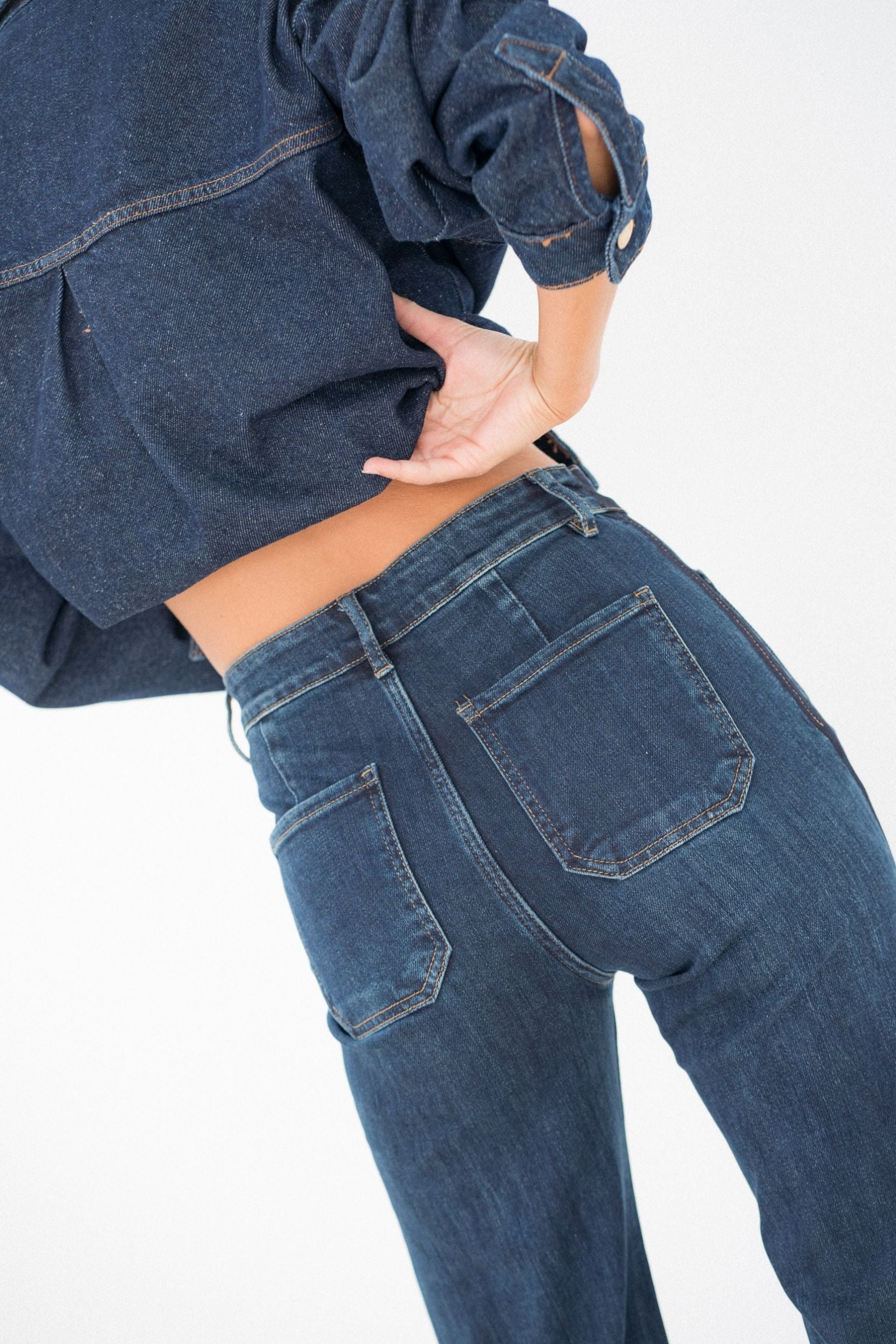 Maison Onado Linnine jean wide bleu surpiqûres