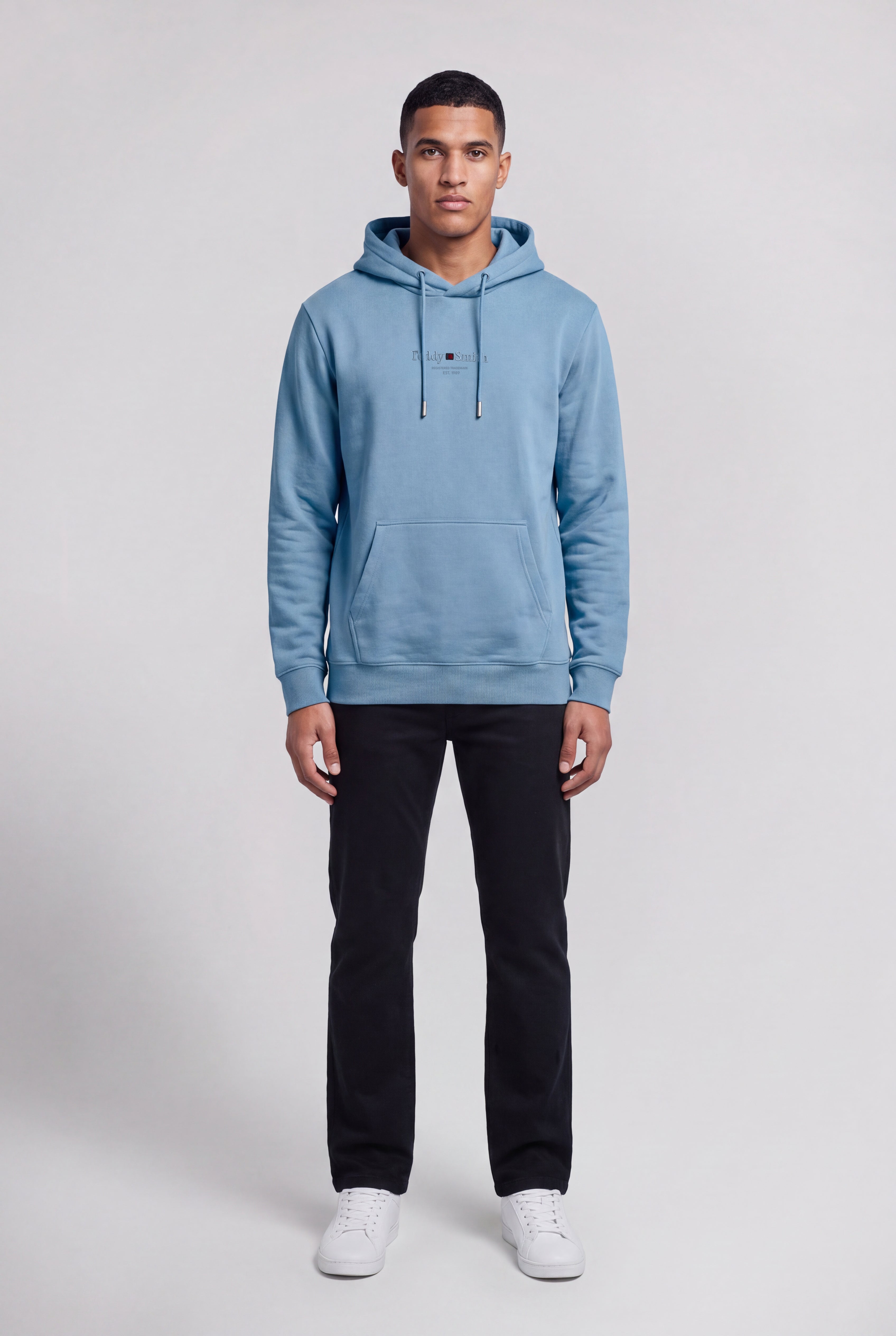 TEDDY SMITH S-JIM HOODY sweat bleu minéral molleton