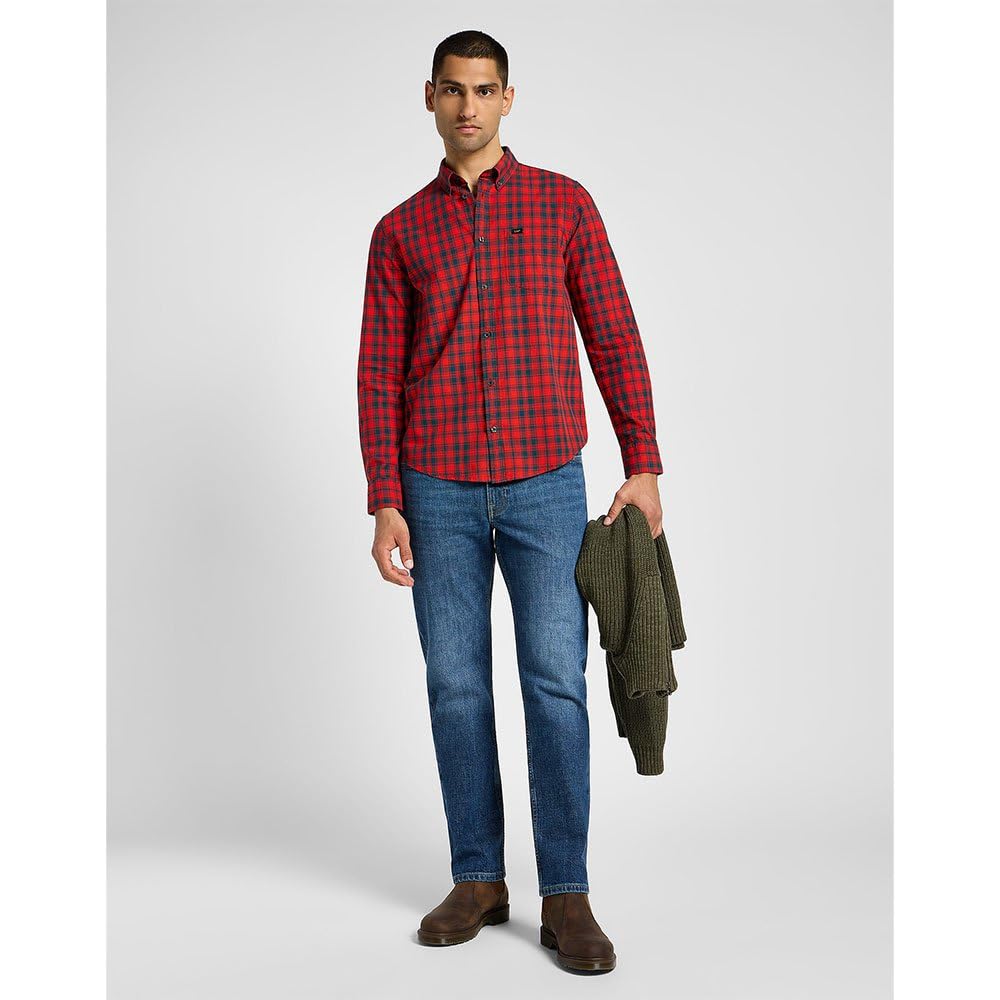 Lee Bueller chemise button down regular bleue coton homme