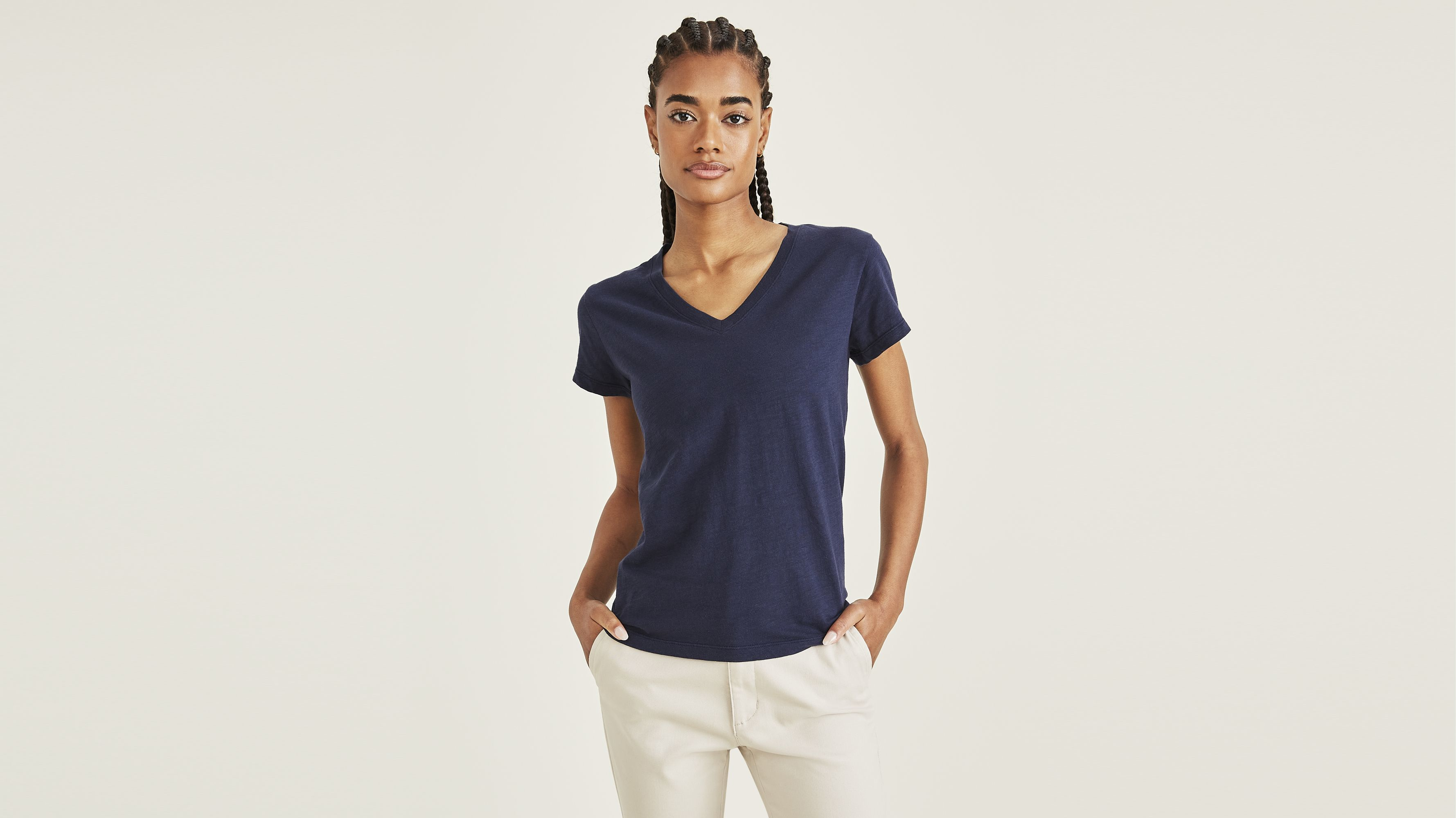Dockers Favorite t-shirt col V femme bleu marine