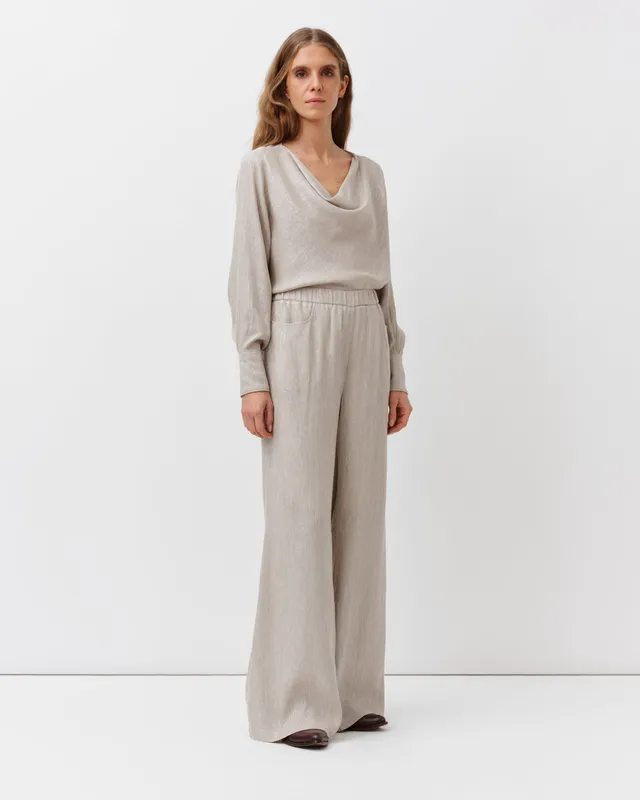 DIEGA PINDO pantalon argent écru éclat discret