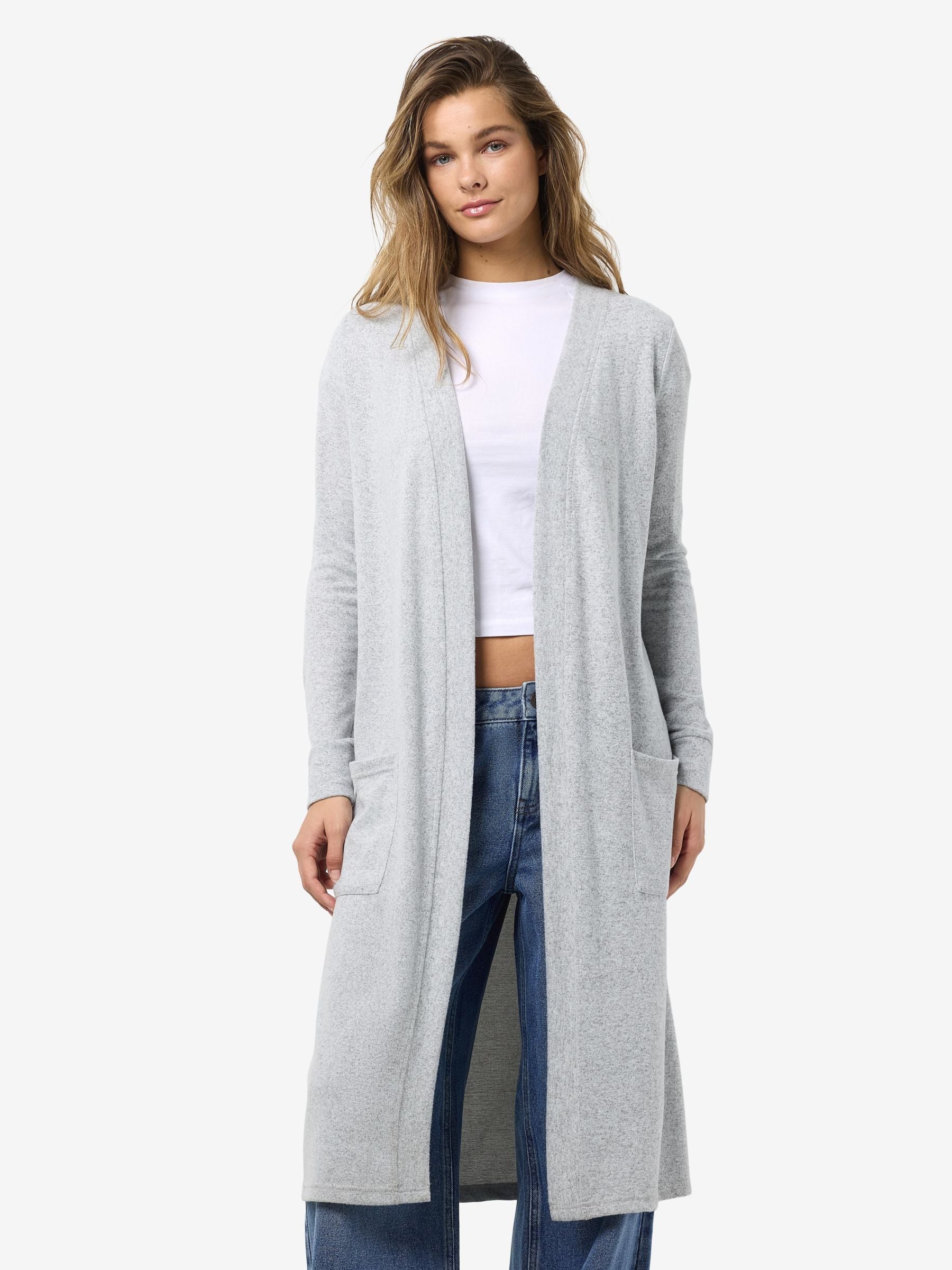 Noisy May cardigan long ouvert doux à poches