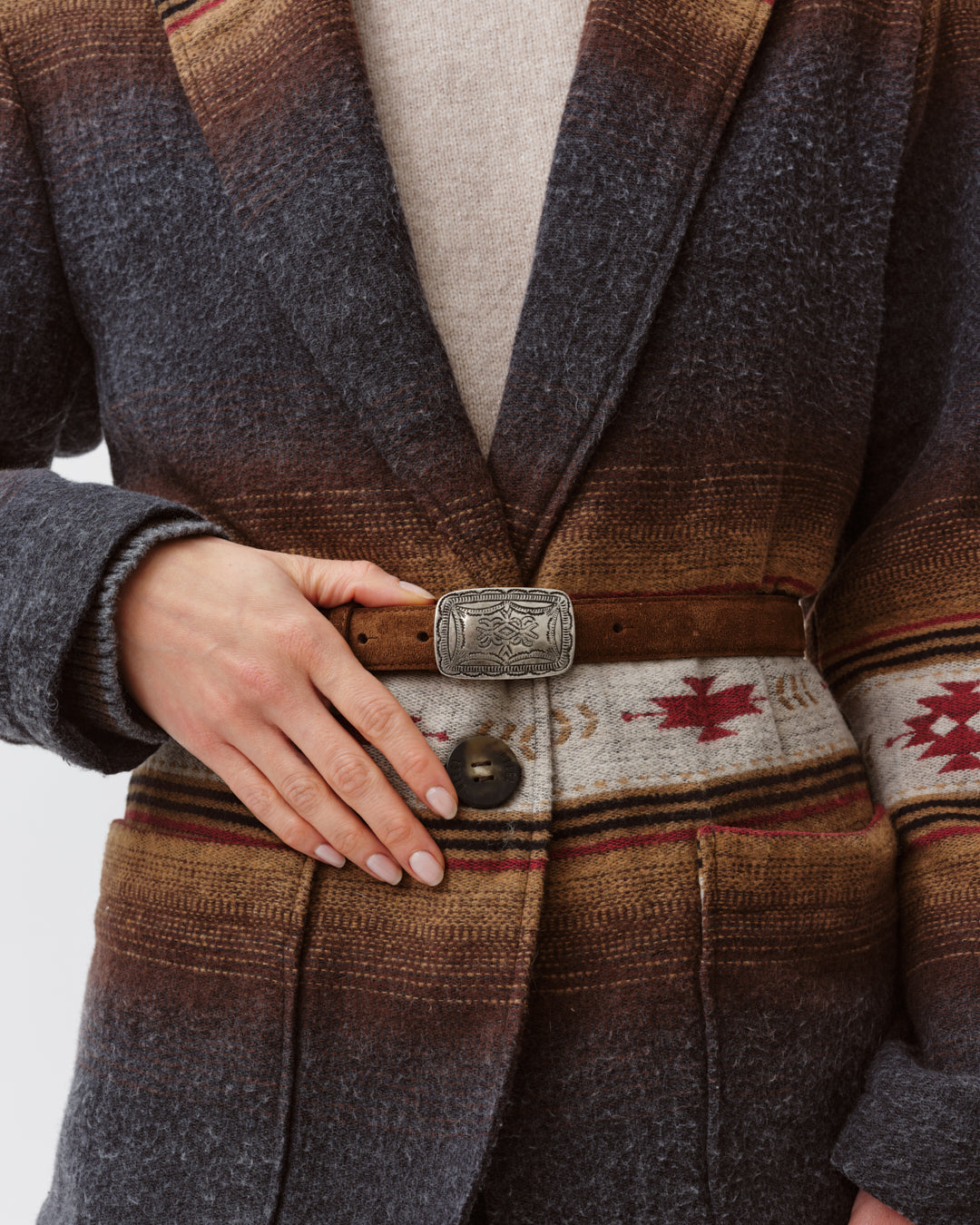 DIEGA CENWO ceinture camel cuir boucle gravée
