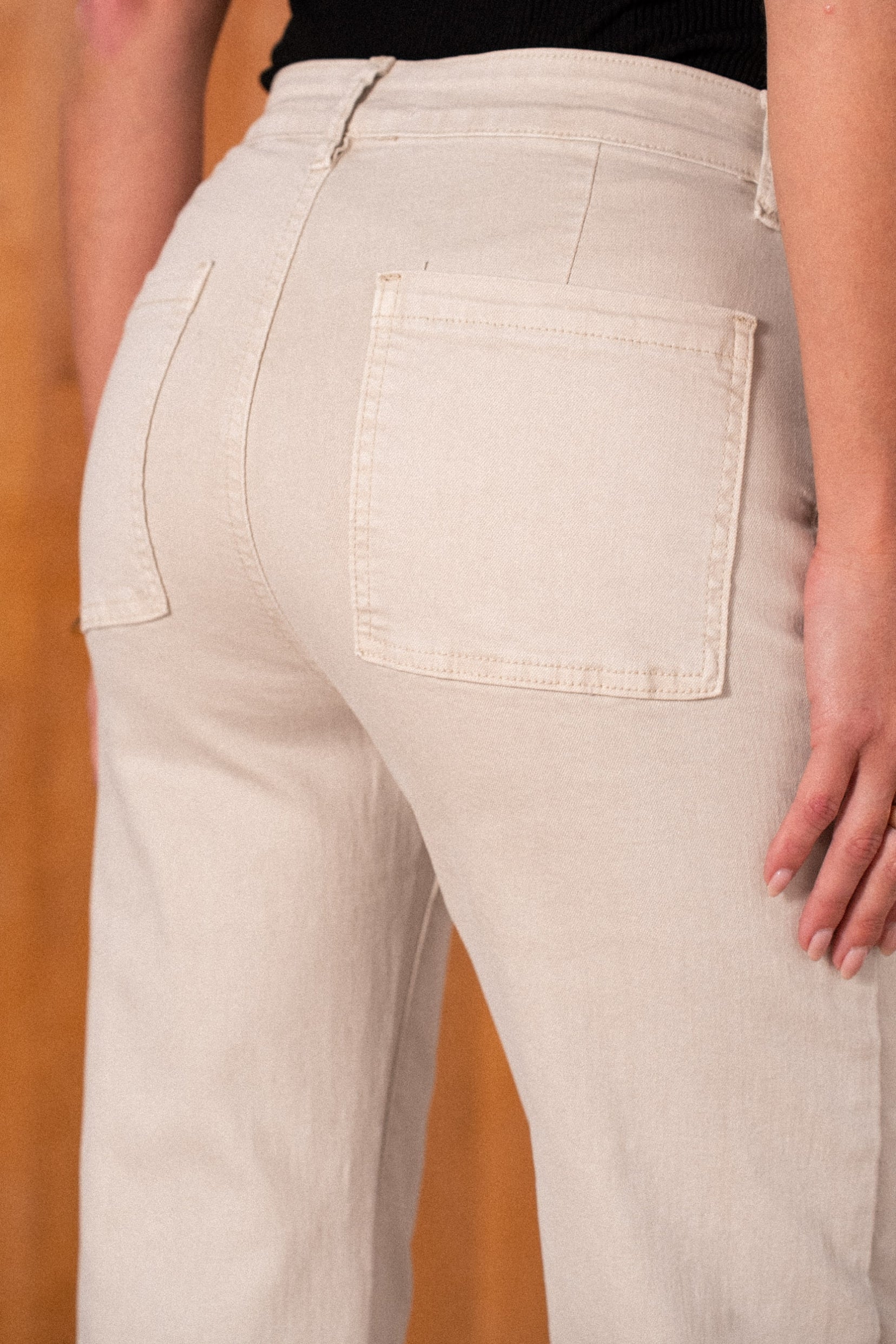 Maison Onado Elaine jean wide beige frangé coton