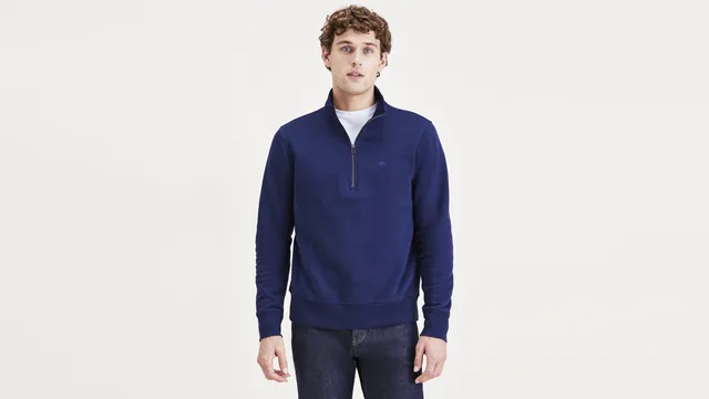 Dockers Quarter-Zip Fleece sweat bleu regular