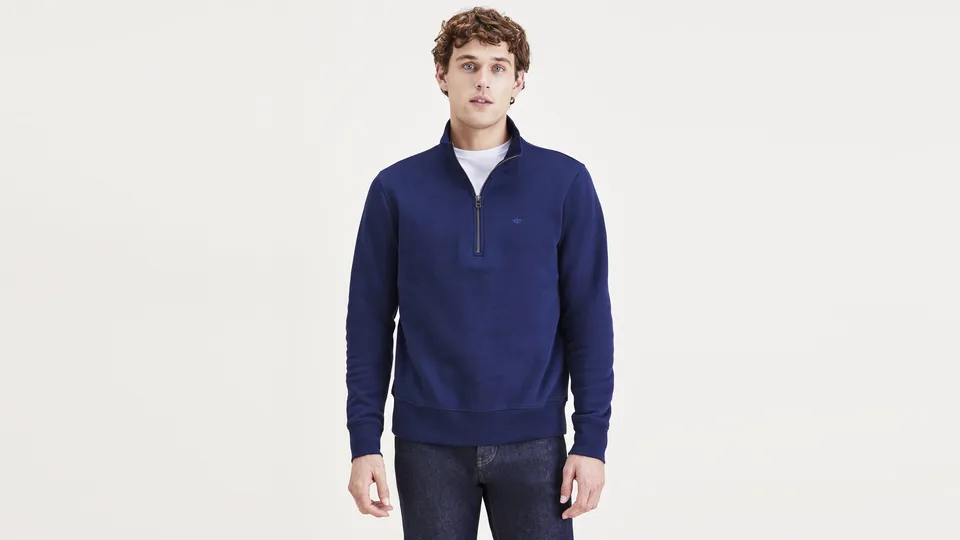 Dockers Quarter-Zip Fleece sweat bleu regular