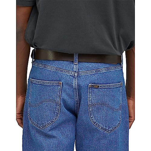 Lee Logo Buckle Ceinture Homme Marron Foncé Cuir