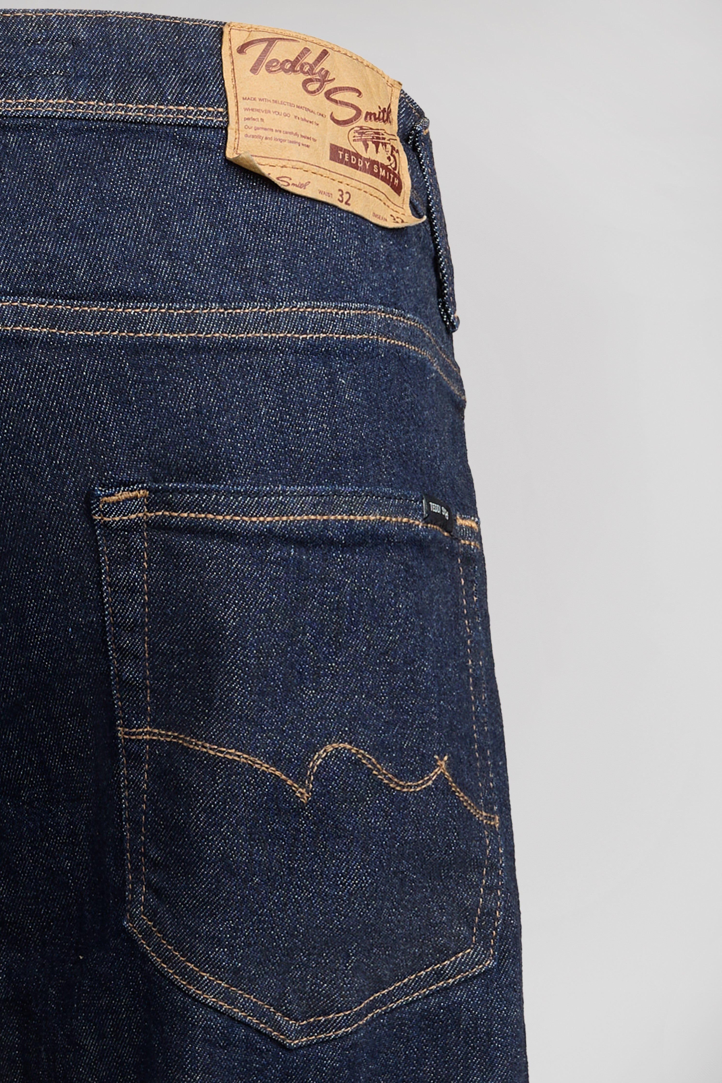 TEDDY SMITH REG L32 jean droit homme dark blue brut