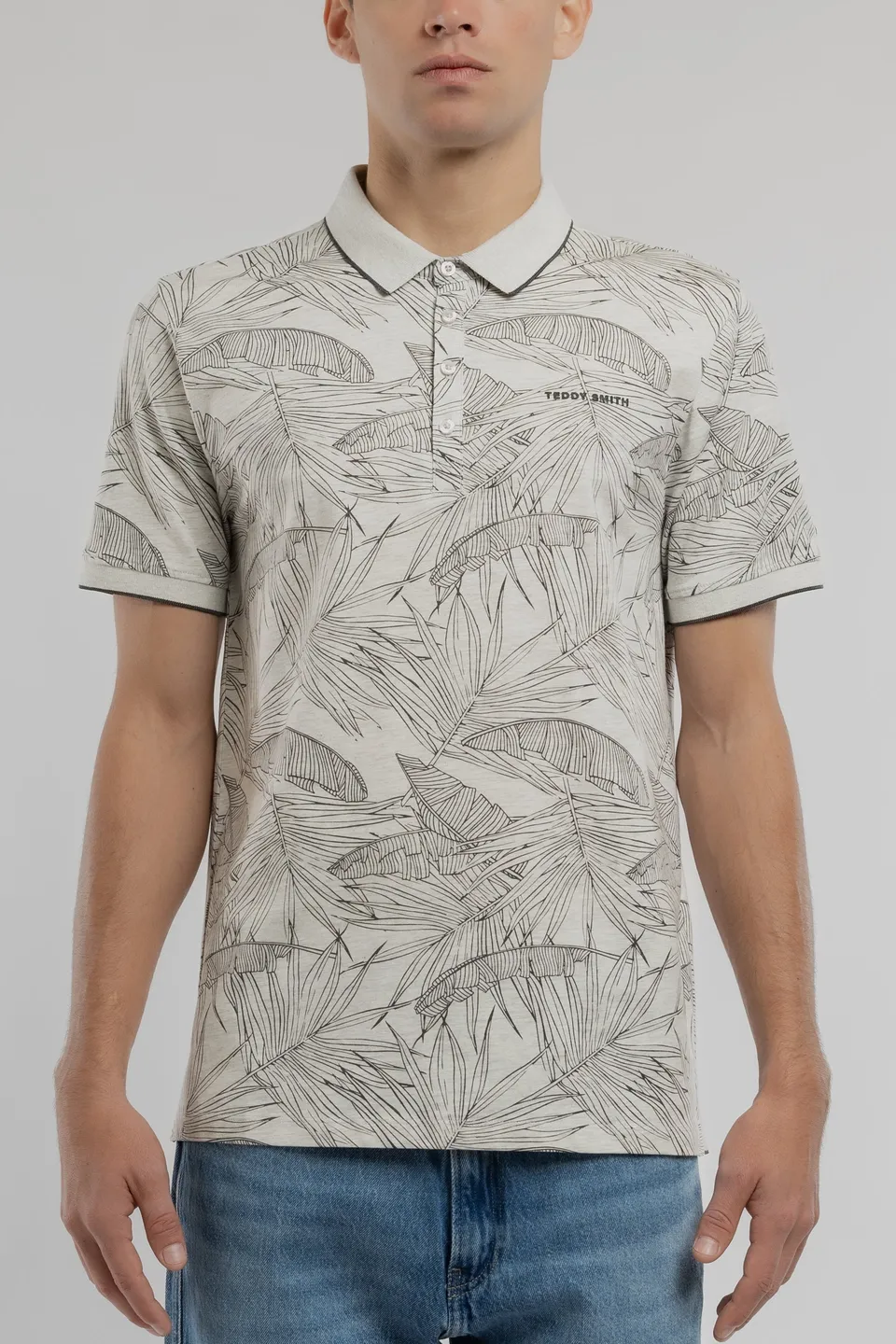 TEDDY SMITH PASY 2 MC polo homme blanc ivoire chiné piqué coton