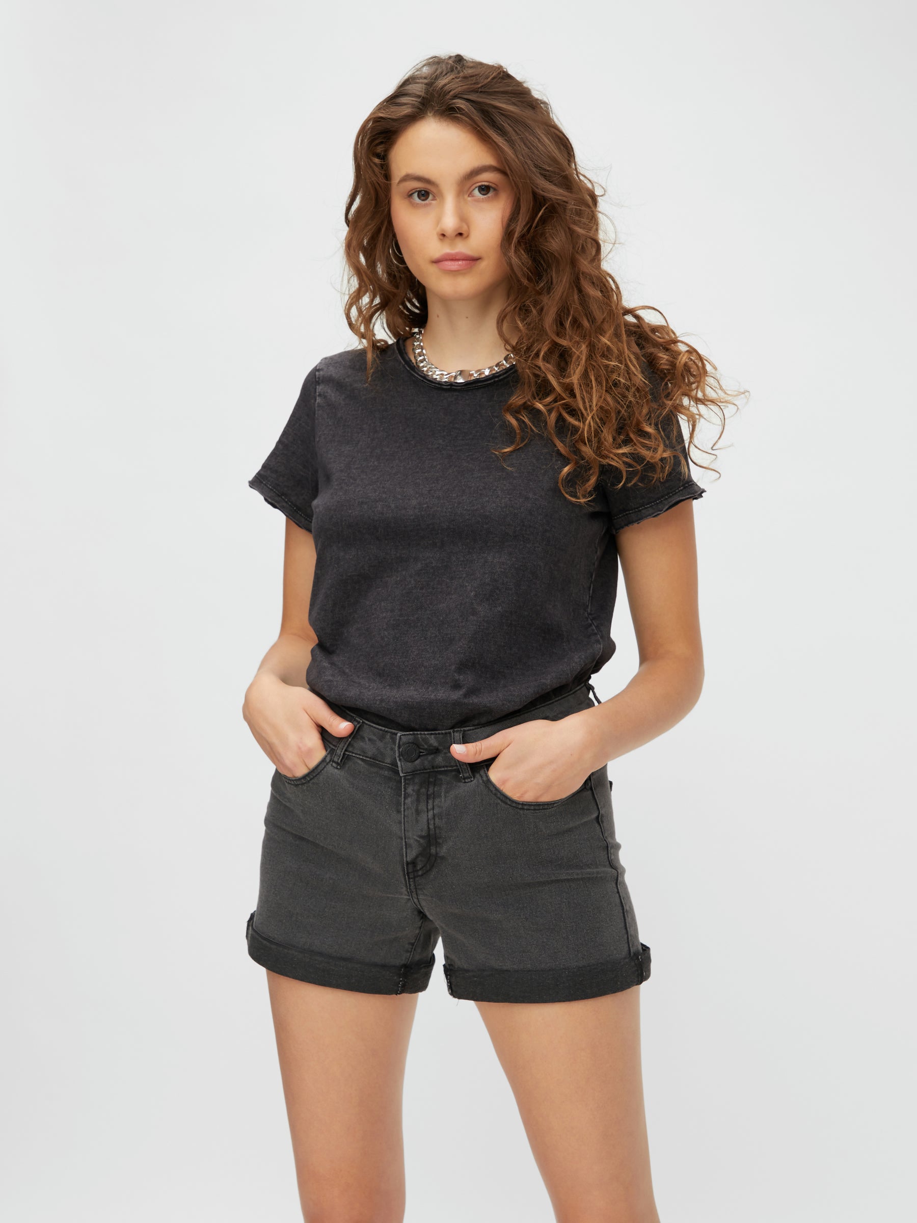 Noisy May Kort t-shirt coton col rond manches courtes