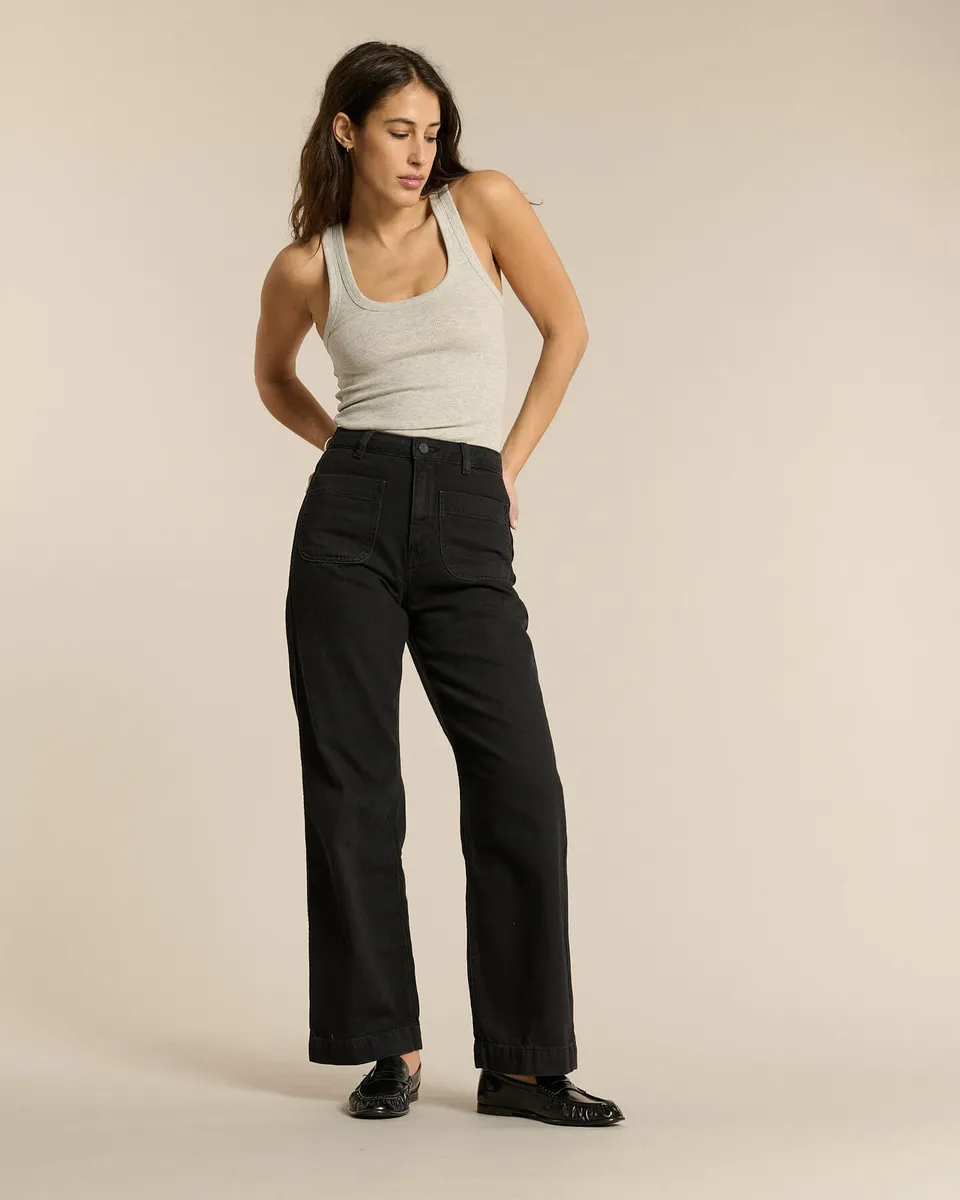 Labdip Samuel jean taille haute gris foncé coton