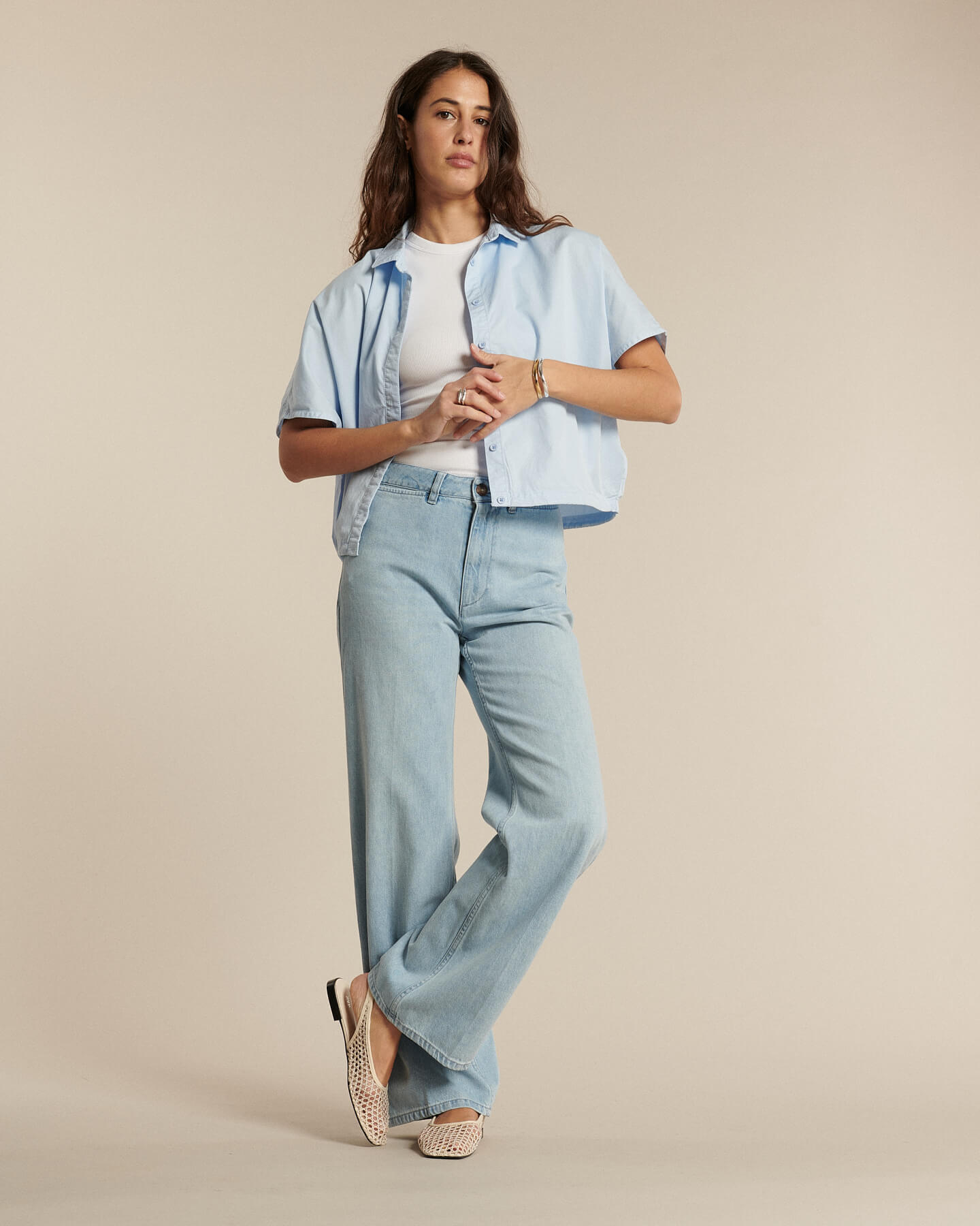 Labdip Swann IN 00 jean large taille haute bleu clair