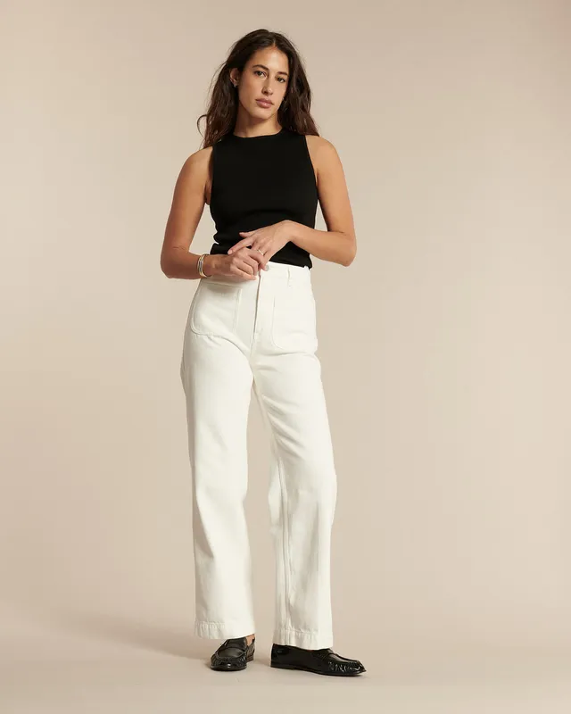 Labdip Samuel White jean taille haute blanc