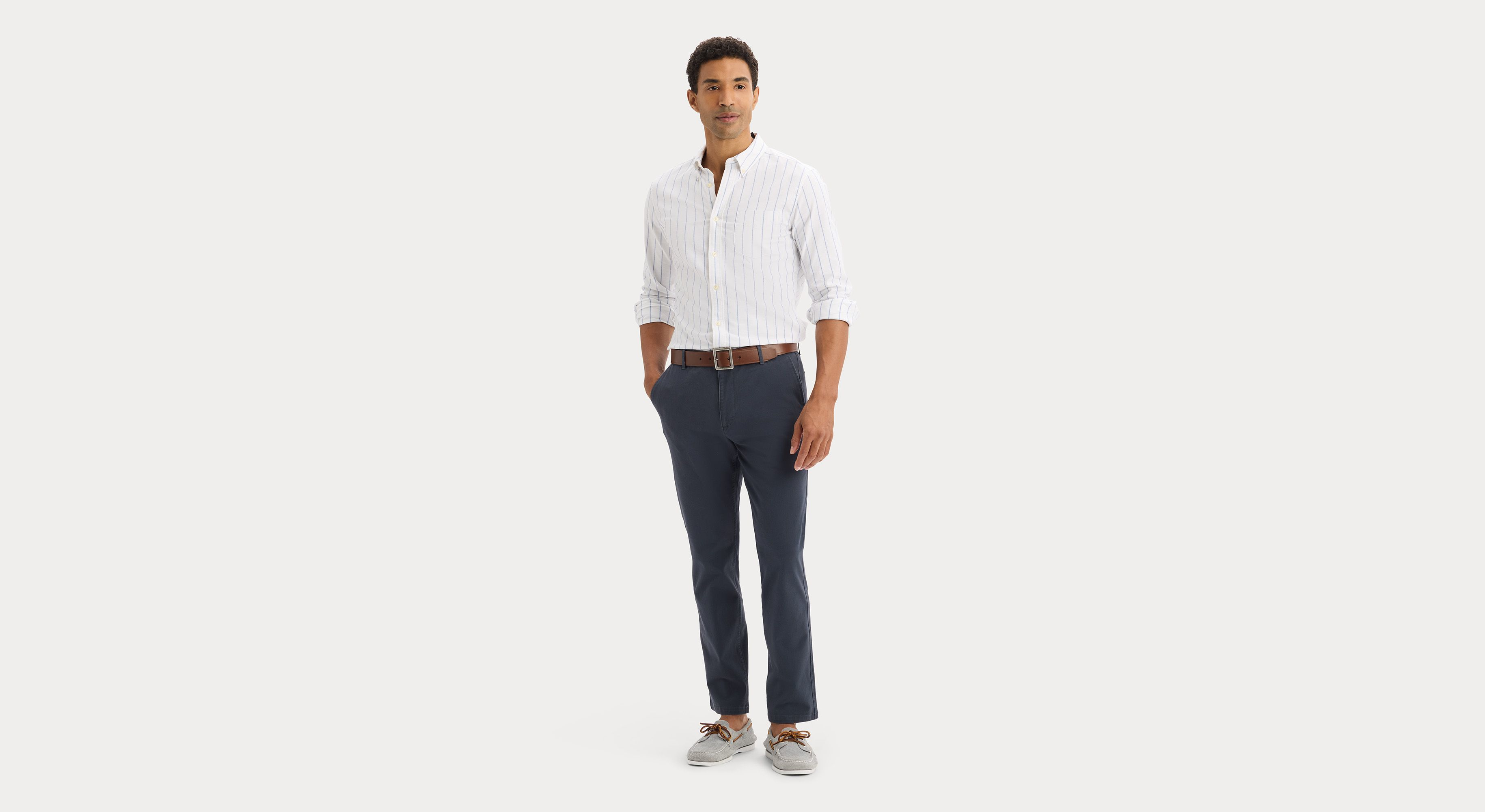 Dockers Oxford 2 Button Collar chemise homme slim bleu vista