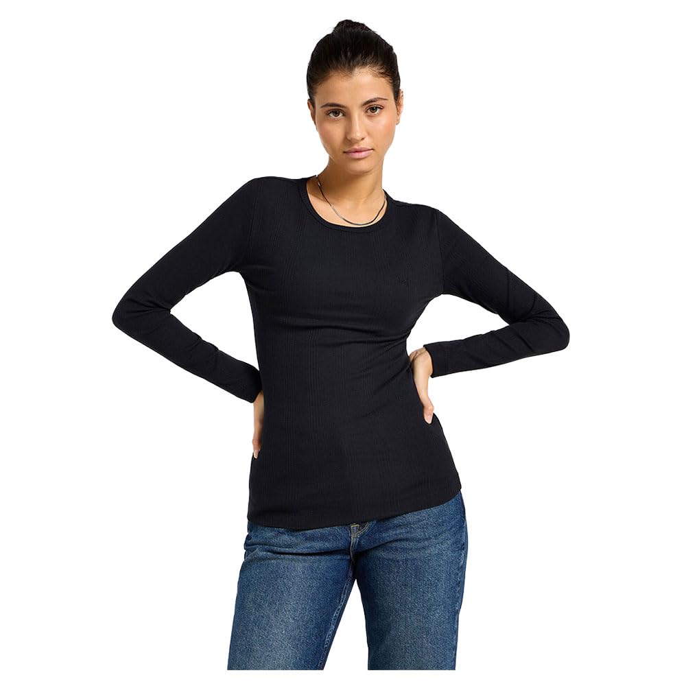 Lee Ls Rib tee-shirt femme L noir slim