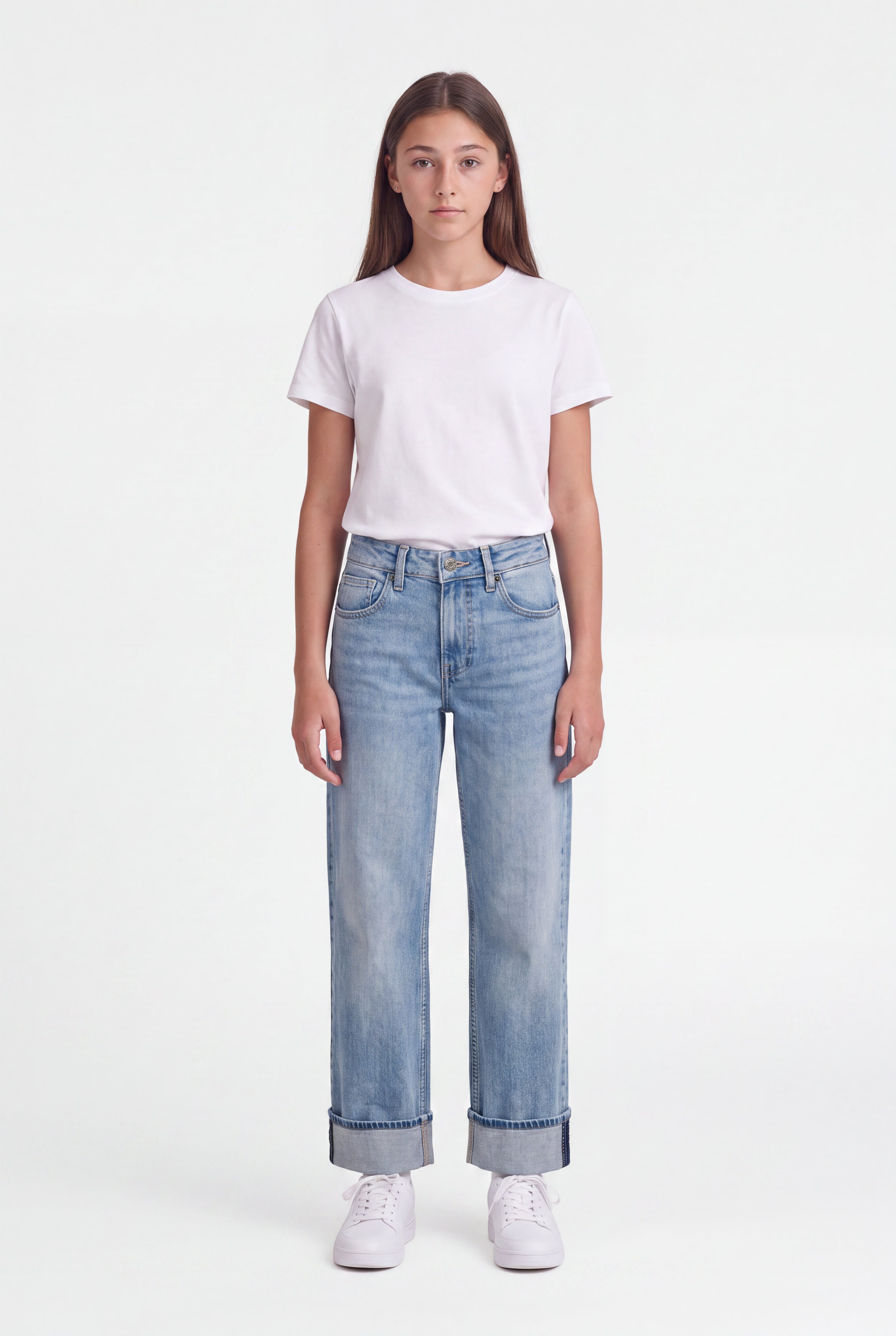 Teddy Smith Boyfriend JR jean fille indigo clair délavé