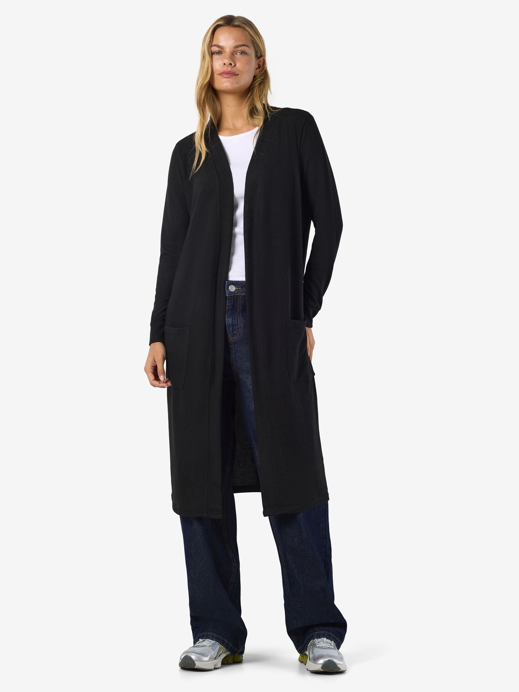 Noisy May gilet long ouvert manches longues poches
