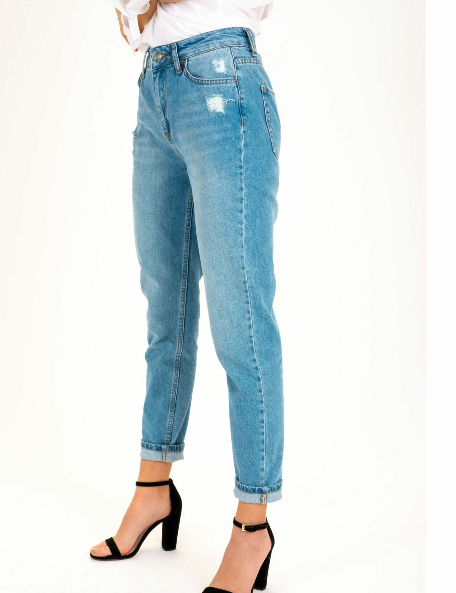 AA Spontané Boyfit Le Pure Denim jean bleu clair destroy