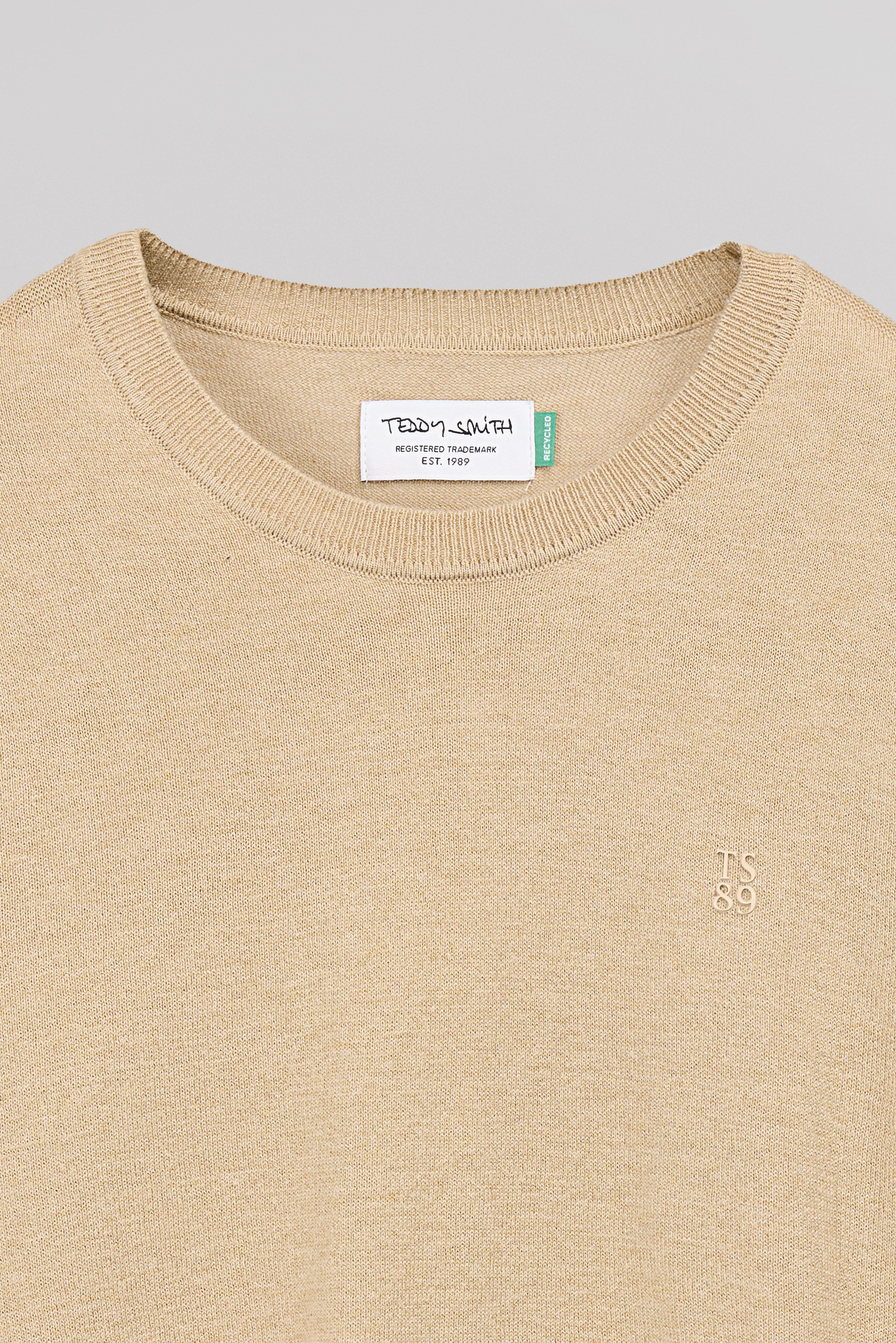 Teddy Smith P-Martino Beige Chiné pull col rond ajusté