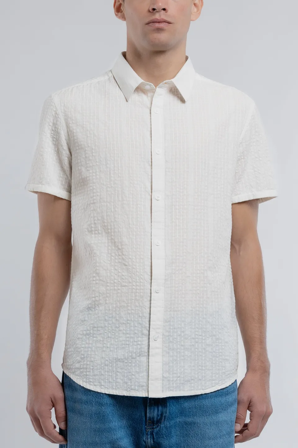 Teddy Smith Cut 2 MC chemise slim blanche fil à fil