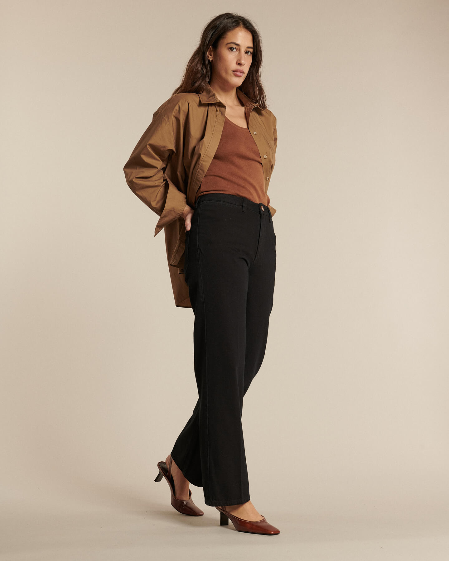 Labdip Swann Black jean large taille haute noir