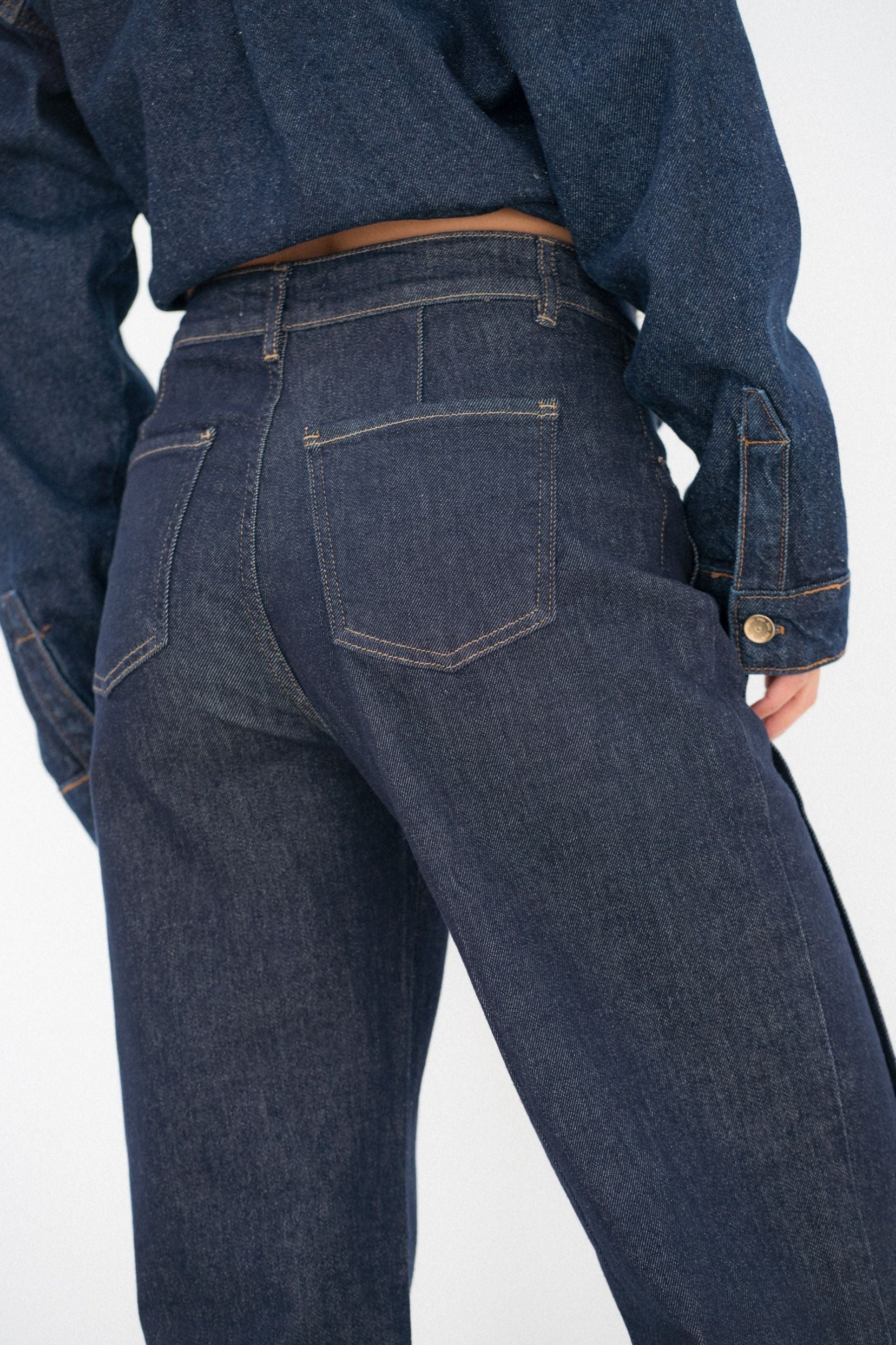 Maison Onado Love jean wide bleu brut revers