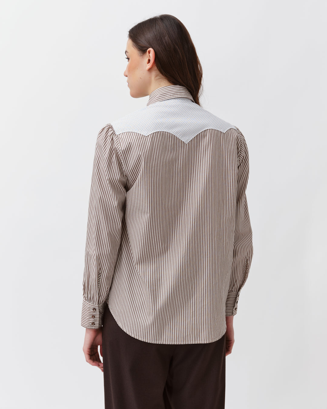 Diega Costelina chemise rayée coton camel blanc