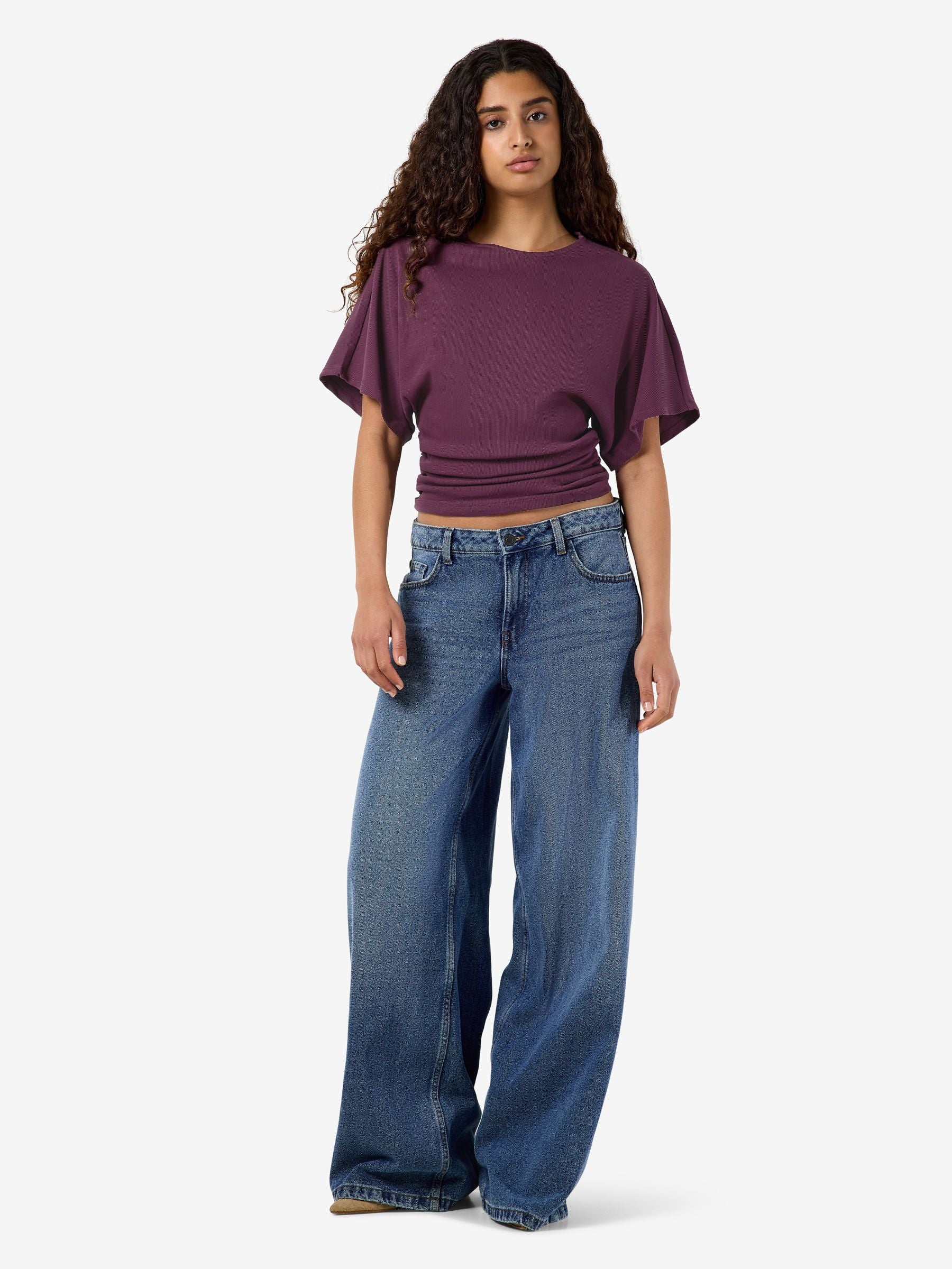 Noisy May Abbi t-shirt coton bio froncé manches courtes