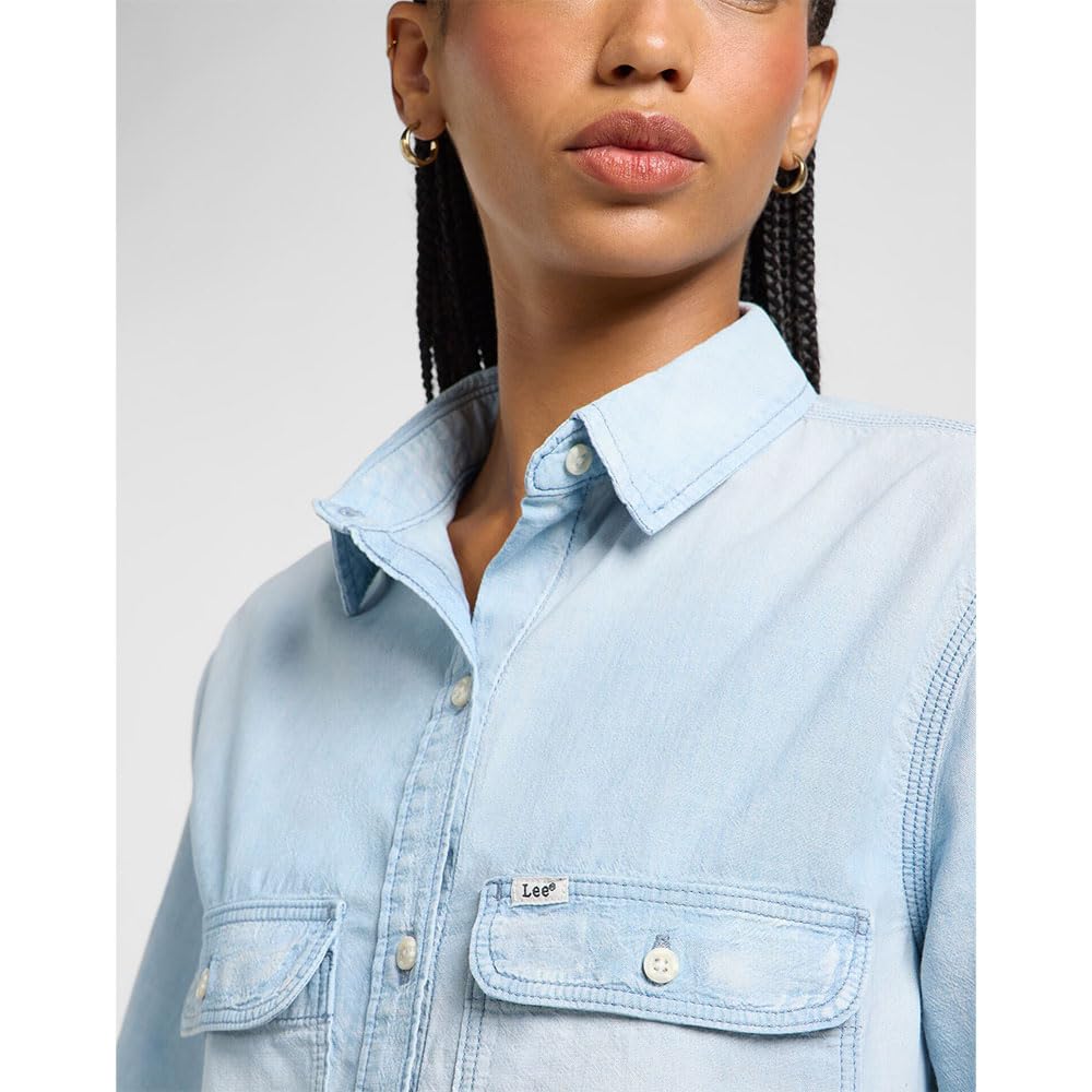 Lee Chambray Utility Shirt chemise femme L bleu clair