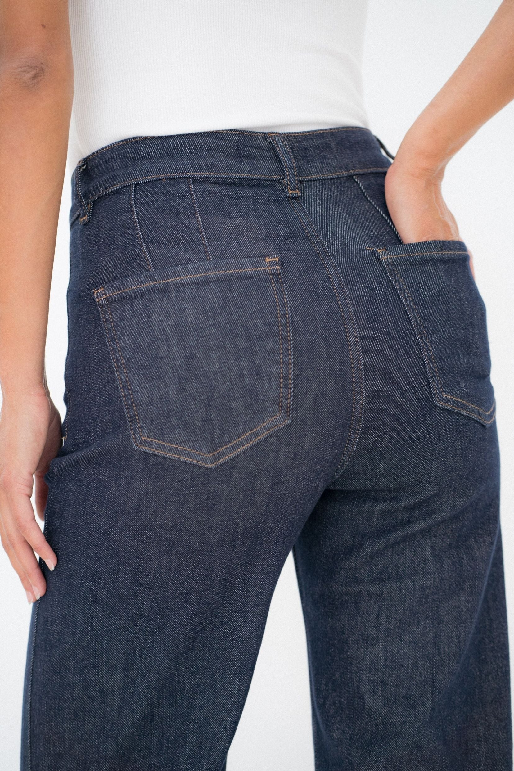 Maison Onado Louison jean wide leg bleu brut 5 poches