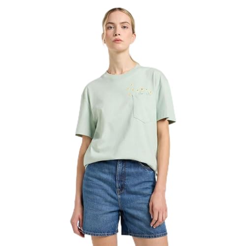 Lee Embroidery Pocket Tee tee-shirt femme sauge douce coton