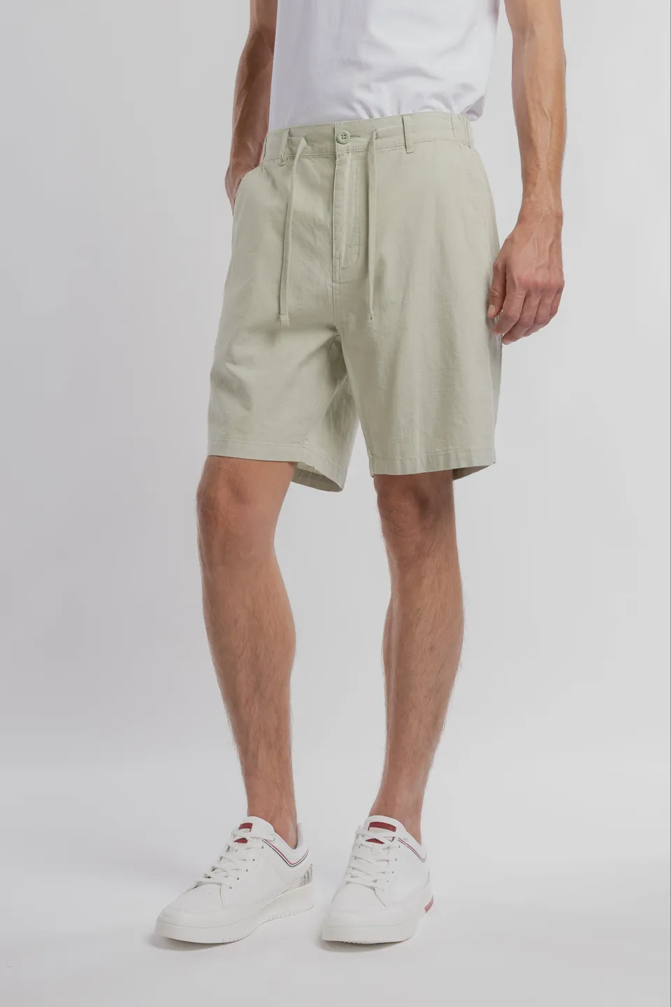 Teddy Smith S-Linen Chino short lin coton vert sauge