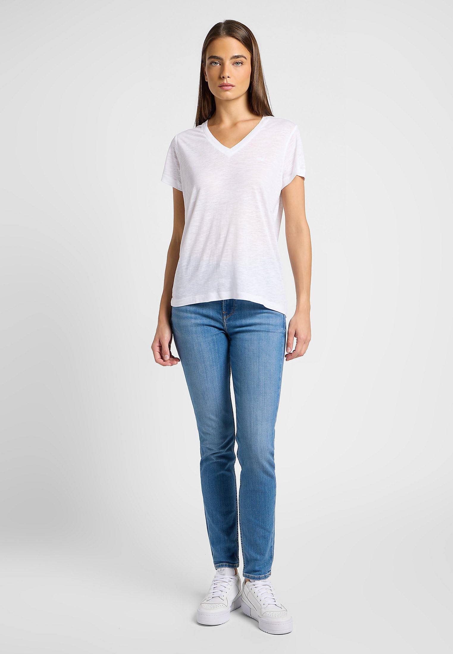 Lee V Neck Tee t-shirt femme blanc éclatant lin col V