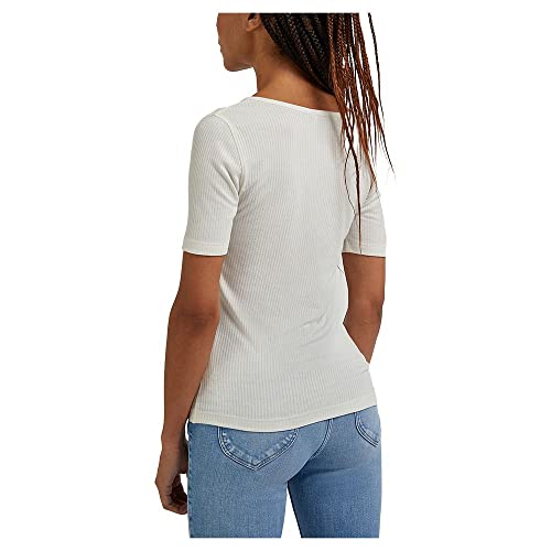 Lee Henley T-Shirt Femme Écru Coupe Slim Taille M